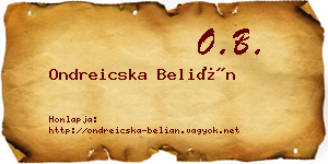 Ondreicska Belián névjegykártya